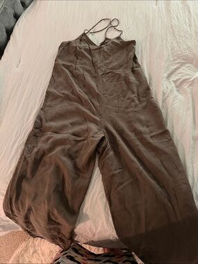 Zara Chocolate Brown Wide-Leg Spaghetti Strap Jumpsuit